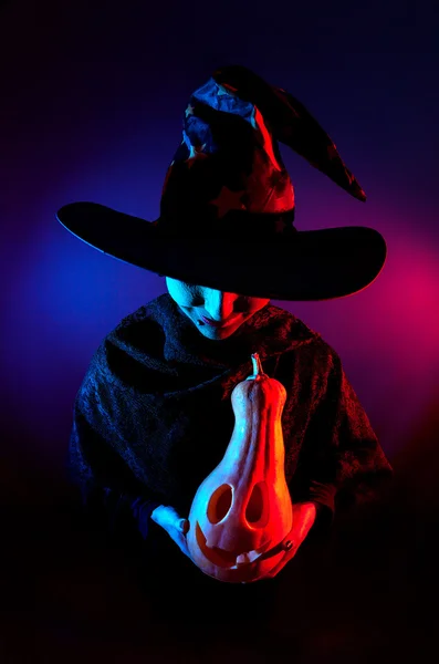 Bruxa má com abóbora Lanterna — Fotografia de Stock