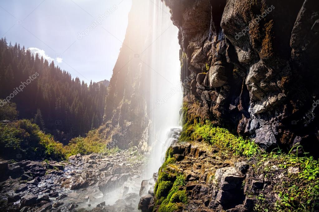 Beautiful waterfall in the mountains