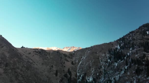 Paisagem aérea de belas montanhas de inverno — Vídeo de Stock