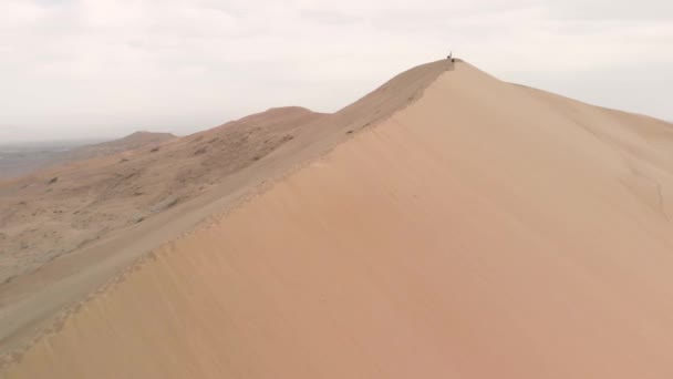 Повітряне повітря піщаних дюн у національному парку Алтин - Емель у Казахстані. — стокове відео