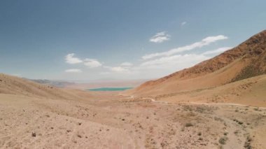 Kazakistan 'daki Bartogay Gölü' nün hava görüntüsü.