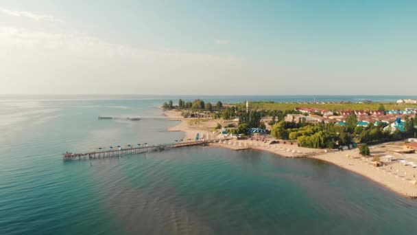 Summer Beach Lake Issik Kul Kirgizstan — Vídeo de Stock