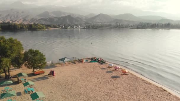 Summer Beach Lake Issik Kul Kirgisistan — Stockvideo