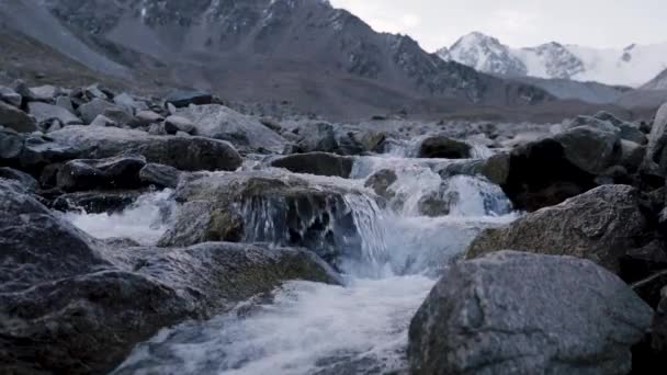 Красивий пейзаж річки в горах — стокове відео