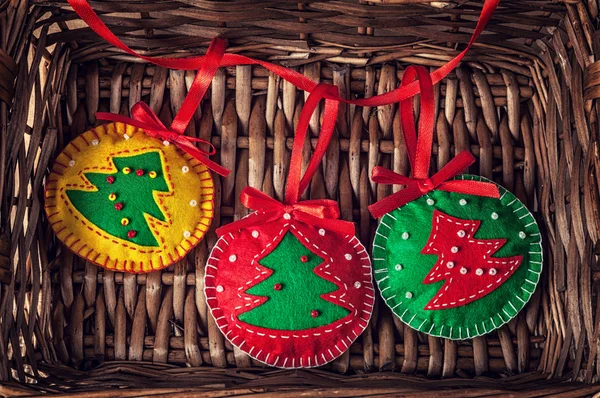 Christmas balls from felt — Stock Photo, Image