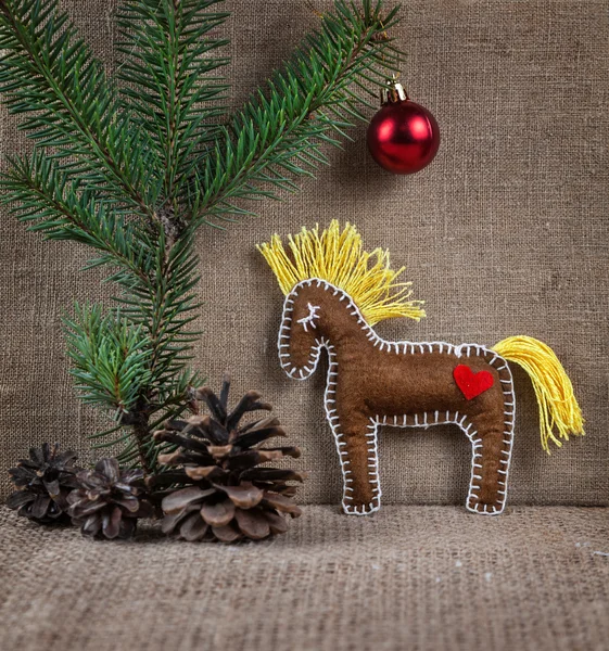 Juguete de caballo en Navidad — Foto de Stock