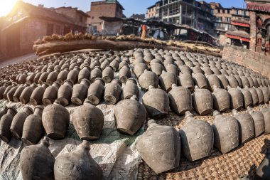 Pottery square in Bhaktapur  clipart