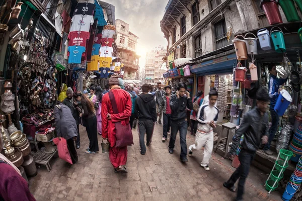 Monk in Kathmandu straten — Stockfoto