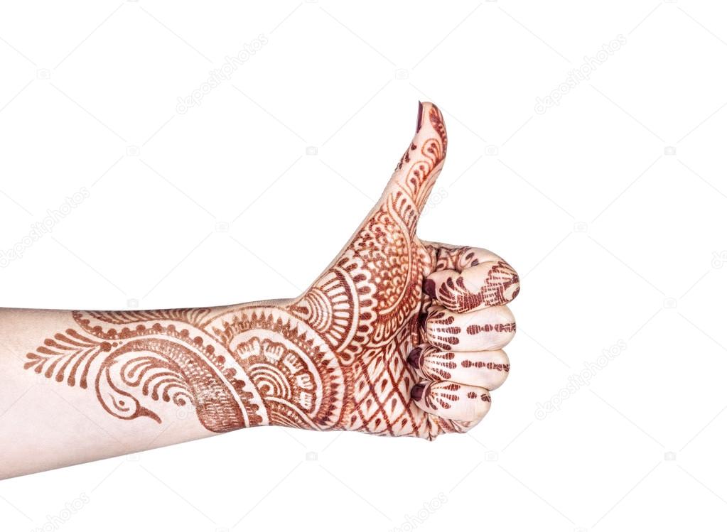 Merudanda mudra with henna 