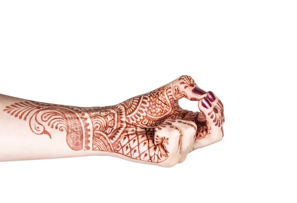 Kubera mudra with henna — Stock Photo, Image