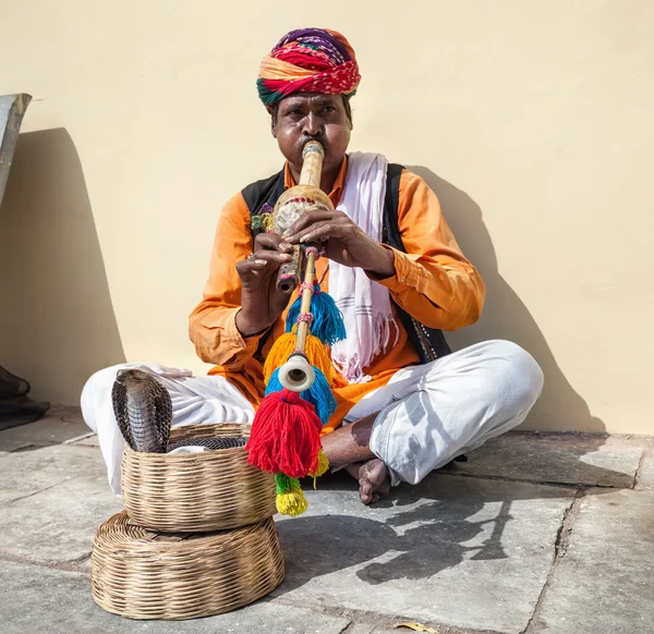 Rajasthani Man met cobra — Stockfoto