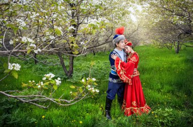 Kazakh love in Spring clipart