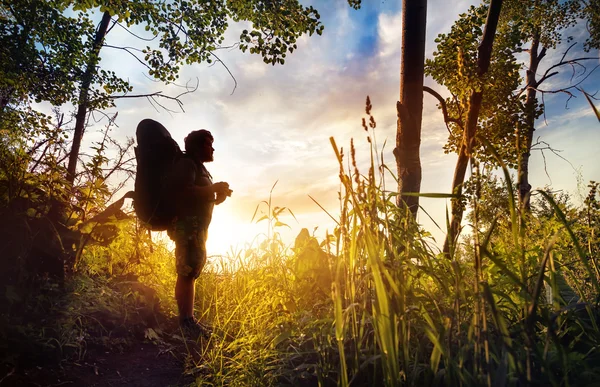 Turista na natureza — Fotografia de Stock