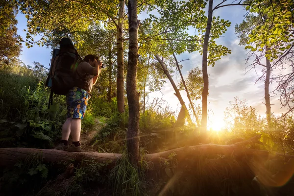 Tourist in the nature — 스톡 사진