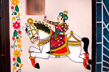 Rajasthan painting on Haveli clipart