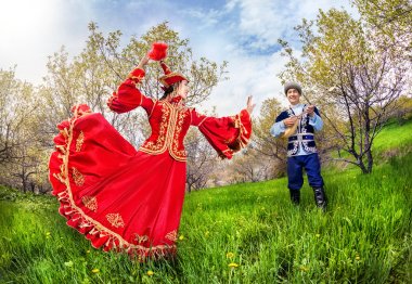 Kazakh music and dancing clipart