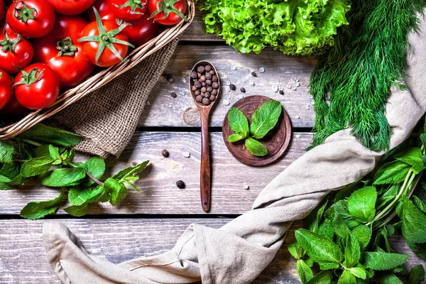 Przyprawy, zioła i warzywa — Zdjęcie stockowe