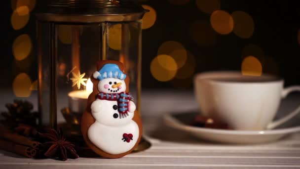 Kardan adam Noel kurabiyesi — Stok video