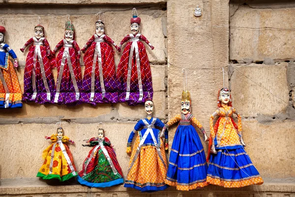 Rajasthan Marionnettes sur le mur — Photo