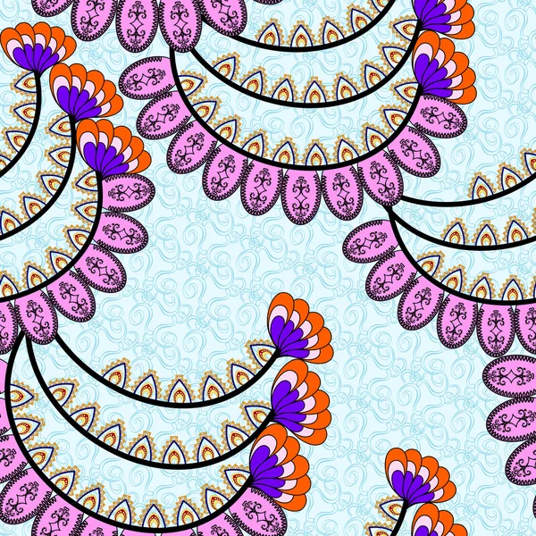 Motif sans couture avec des tourbillons roses décoratifs — Image vectorielle