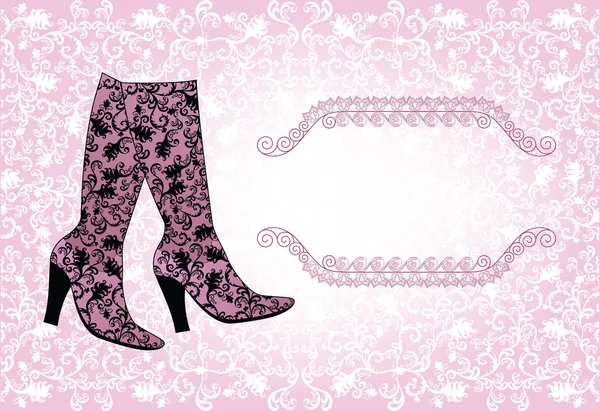 Diseño de etiquetas con botas de mujer en estilo vintage — Vector de stock