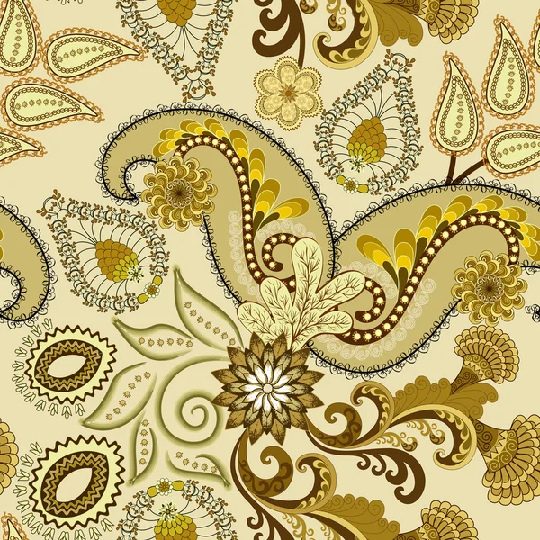 Paisley color caqui oscuro sobre fondo beige — Archivo Imágenes Vectoriales