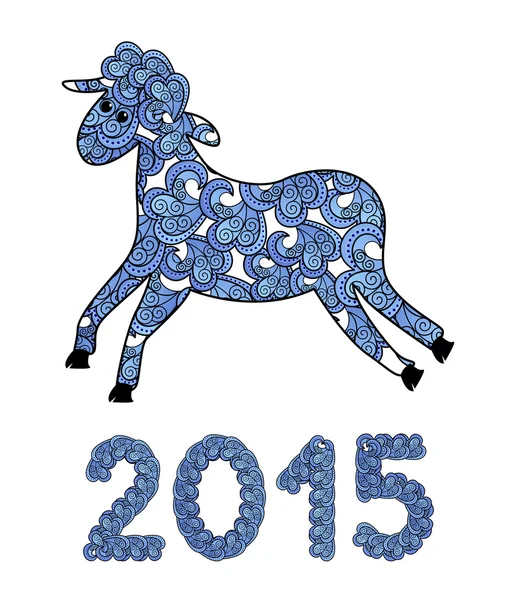 2015 decorativo e ovelhas com paisley — Vetor de Stock