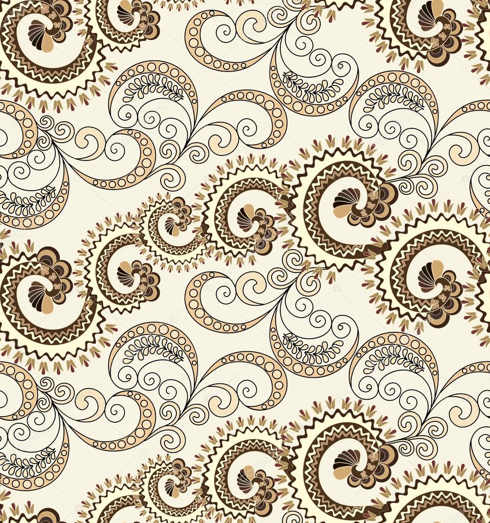 seamless pattern with wavy curls and swirls with polka dots