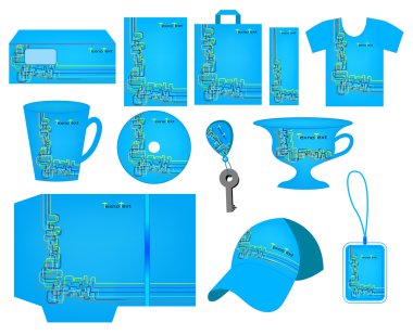 Parlak mavi kurumsal tarzı renkli figürlü l ile süslüdür