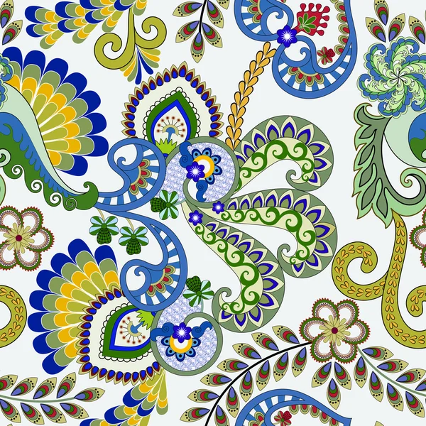 Sömlös dekorativa mönster i blå och gröna färger — Stock vektor