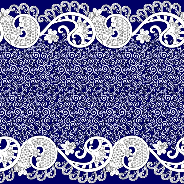 Motif blanc avec petites boucles décorées avec bordure en dentelle — Image vectorielle