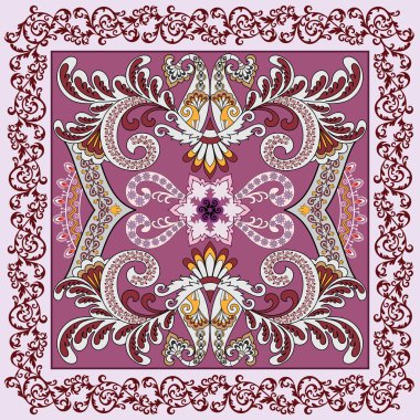 Dekoratif desen ve paisley Vintage bandana 