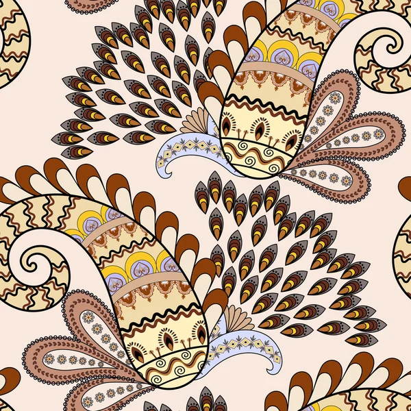 Motif paisley sans couture avec ornements ethniques et petit décor — Image vectorielle