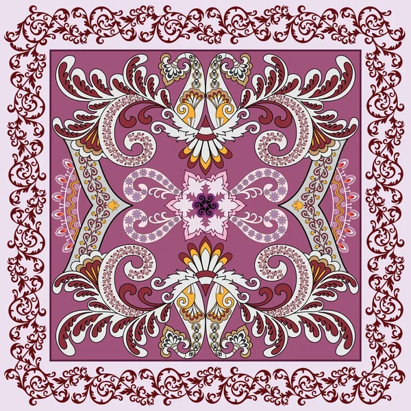 Bandanna vintage avec motif décoratif et paisley dans le — Image vectorielle