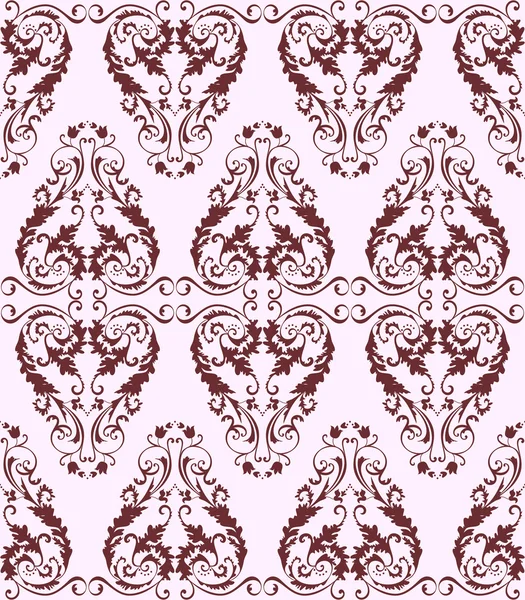 Seamless burgundy damask pattern on a light background — Stock Vector