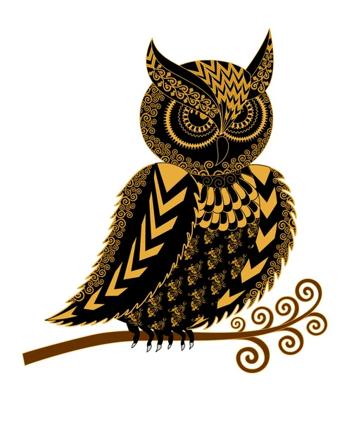 Siyah Sarı süsleme ile kulaklı bir baykuş silüeti