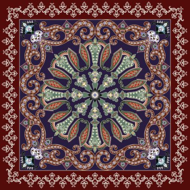 bandana dairesel bir süsleme ile kahverengi swirls ile süslüdür