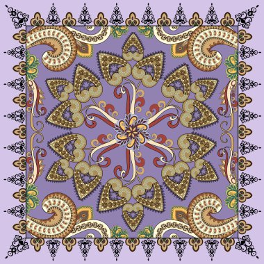 bandana ile mor bir arka plan üzerinde renkli paisley decorat olduğunu