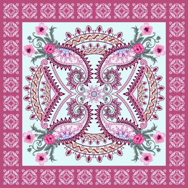 bandana ile dalga süsler, süslü hafif pembe paisley ve 