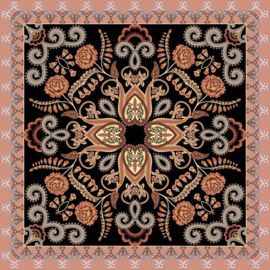 karanlık bir b gri bukleler bandana çiçek motifi ile süslenmiş