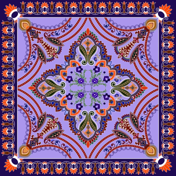 Bandanna mit bunten Paisley und dekorativen Streifen, verziert — Stockvektor