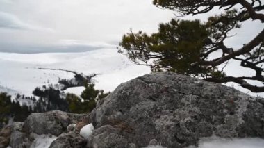 Dağ manzarası. Lago-Naki platosundaki Demir Kaya 'dan görüntüler. Adigea, Rusya