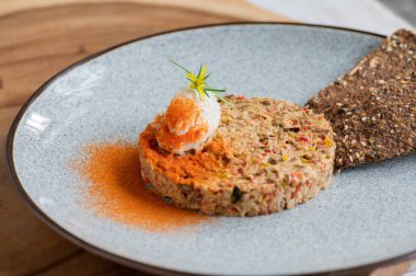 Bitki bazlı vejetaryen mutfağı. Fotoğrafı kapat