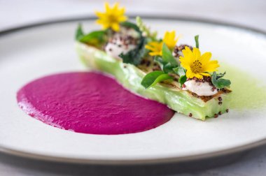 Bitki bazlı vejetaryen mutfağı. Fotoğrafı kapat