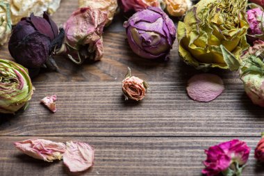 Kurutulmuş güller. Sevgililer arka plan.