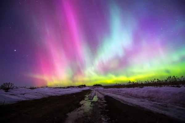 Noorderlicht (Aurora borealis) in Rusland. Izjevsk — Stockfoto