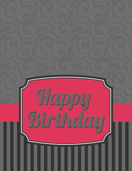 Elegant Striped Happy Birthday Notecard — Stock Vector