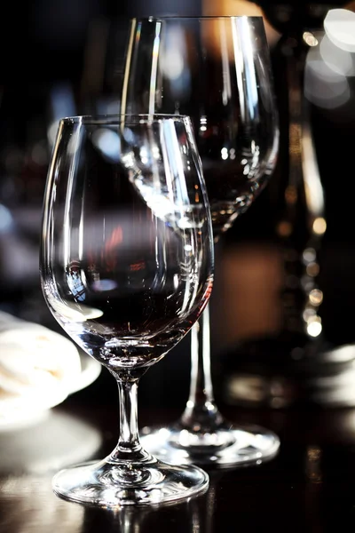 Two empty glasses in restaurant — Stock Photo, Image