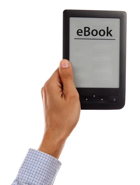 Lecteur de livres électroniques à main isolé sur fond blanc — Photo