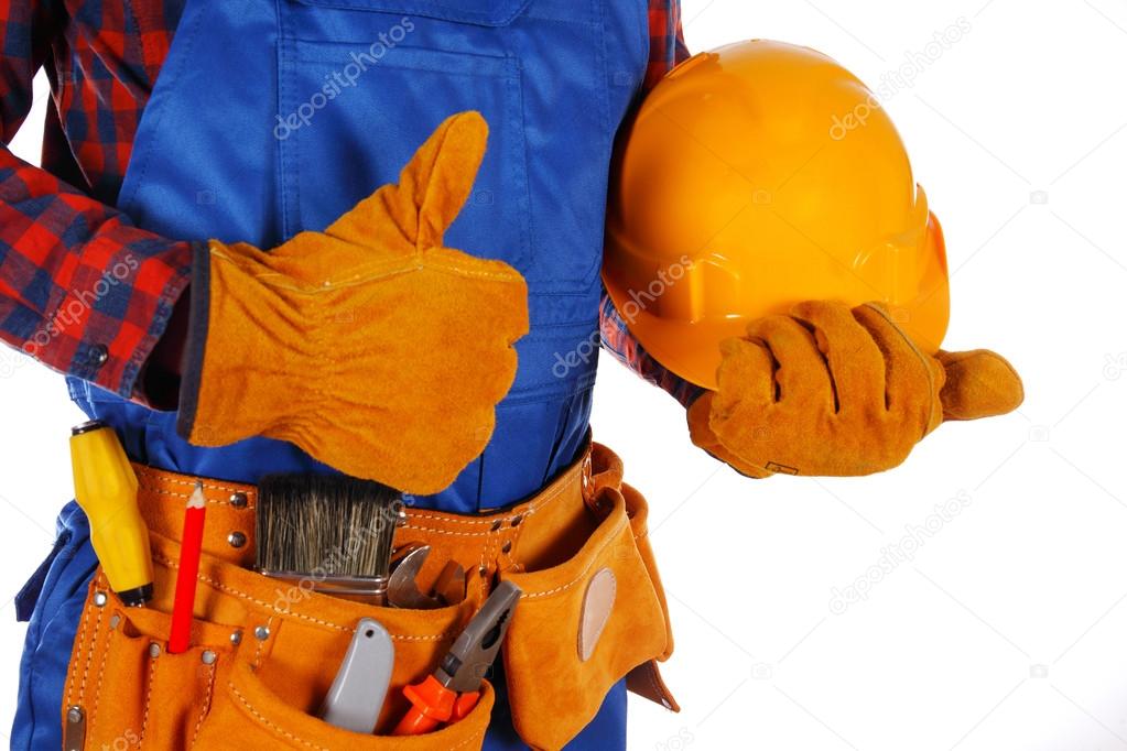 Manual worker man isolated on white background 